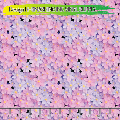 Purple Pink Flowers ★ Pattern Vinyl | Faux Leather | Sublimation (TAT 3 BUS DAYS)