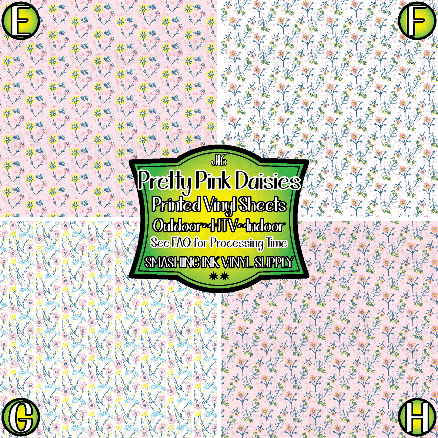 Pink Daisies ★ Pattern Vinyl | Faux Leather | Sublimation (TAT 3 BUS DAYS)
