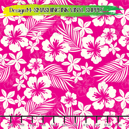 Pink Hibiscus ★ Pattern Vinyl | Faux Leather | Sublimation (TAT 3 BUS DAYS)