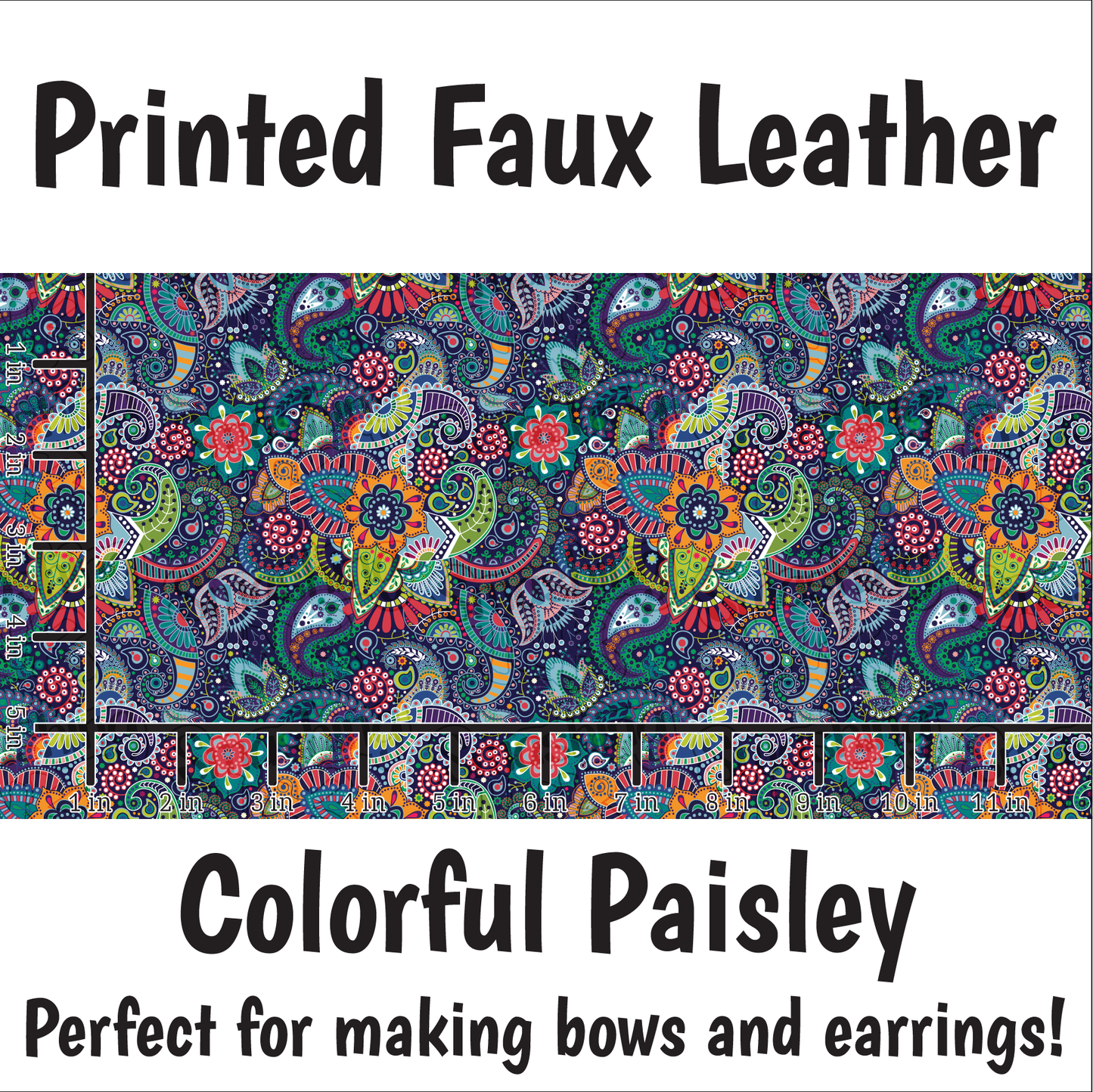 Colorful Paisley - Faux Leather Sheet (SHIPS IN 3 BUS DAYS)