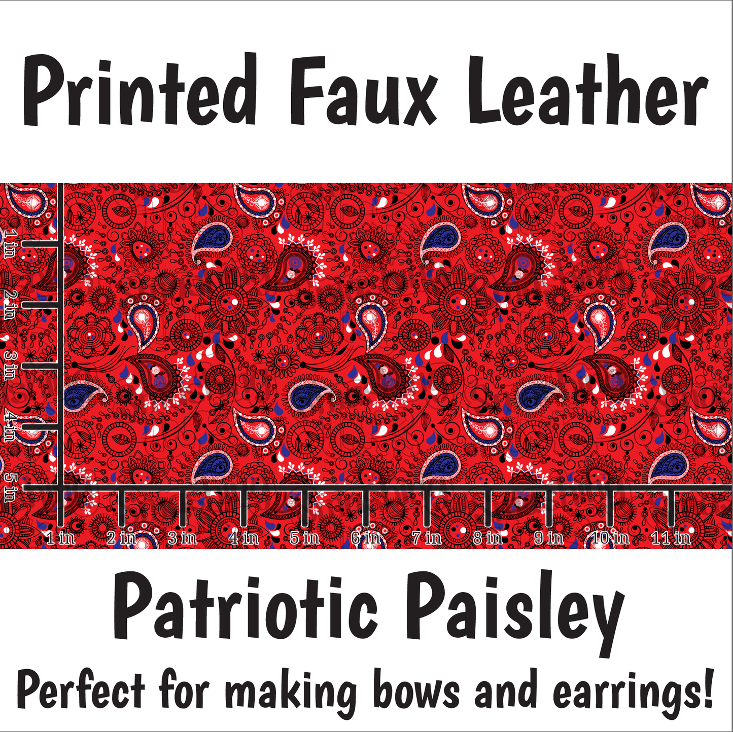 Patriotic Paisley - Faux Leather Sheet (SHIPS IN 3 BUS DAYS)