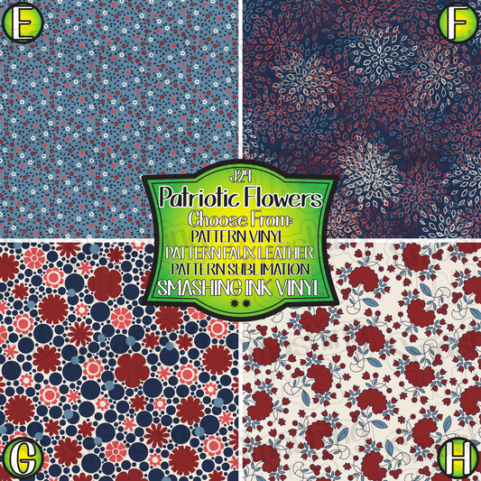 Patriotic Flowers ★  Pattern Vinyl | Faux Leather | Sublimation (TAT 3 BUS DAYS)