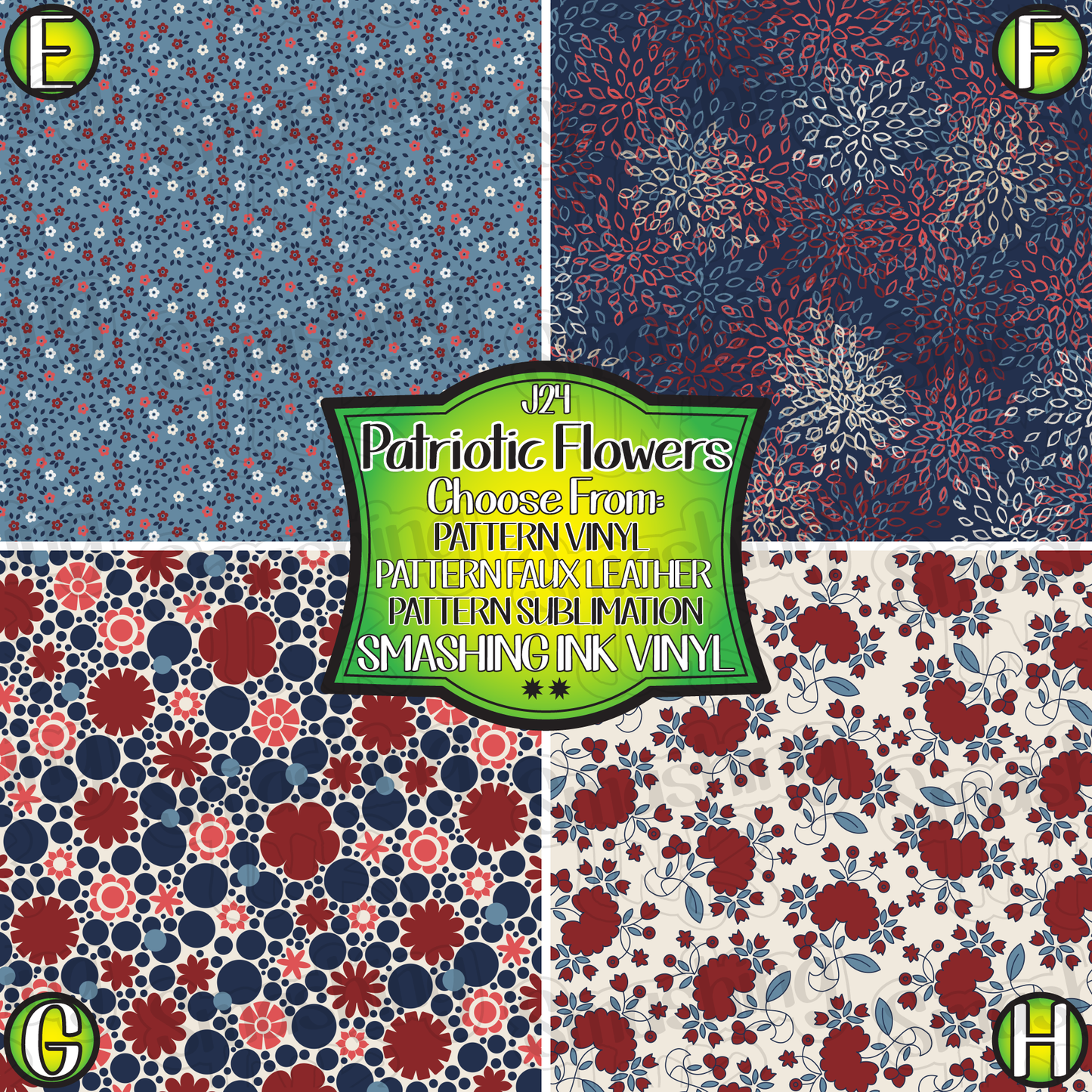 Patriotic Flowers ★  Laser Safe Adhesive Film (TAT 3 BUS DAYS)