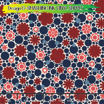 Patriotic Flowers ★  Pattern Vinyl | Faux Leather | Sublimation (TAT 3 BUS DAYS)