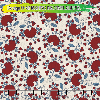 Patriotic Flowers ★  Pattern Vinyl | Faux Leather | Sublimation (TAT 3 BUS DAYS)