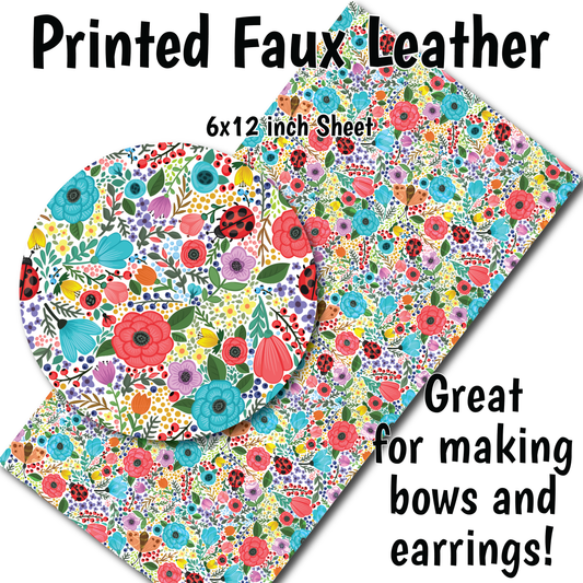 Spring Floral - Faux Leather Sheet (SHIPS IN 3 BUS DAYS)