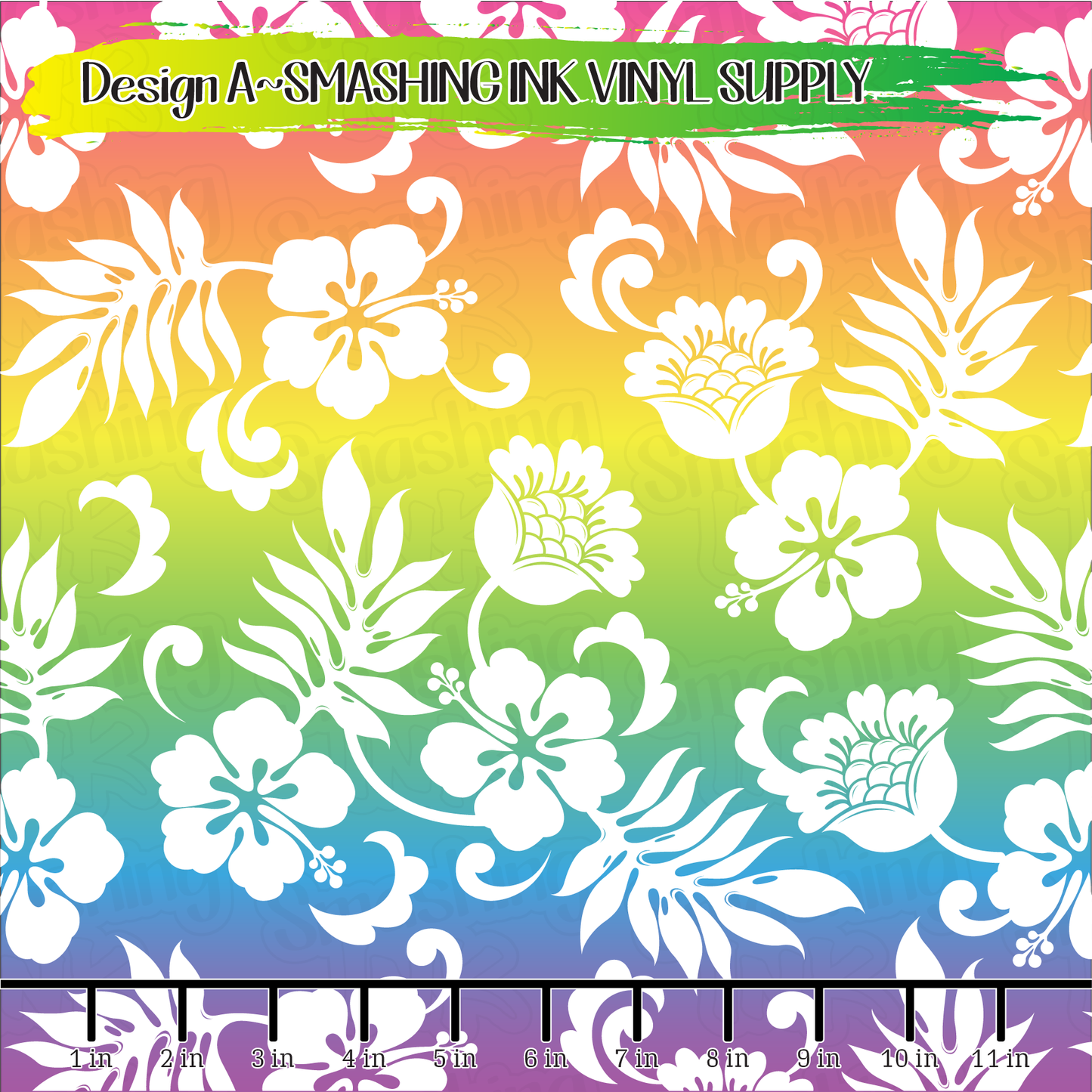 Rainbow Hibiscus ★ Laser Safe Adhesive Film (TAT 3 BUS DAYS)