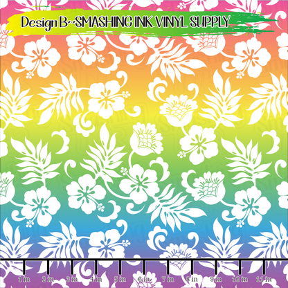 Rainbow Hibiscus ★ Laser Safe Adhesive Film (TAT 3 BUS DAYS)