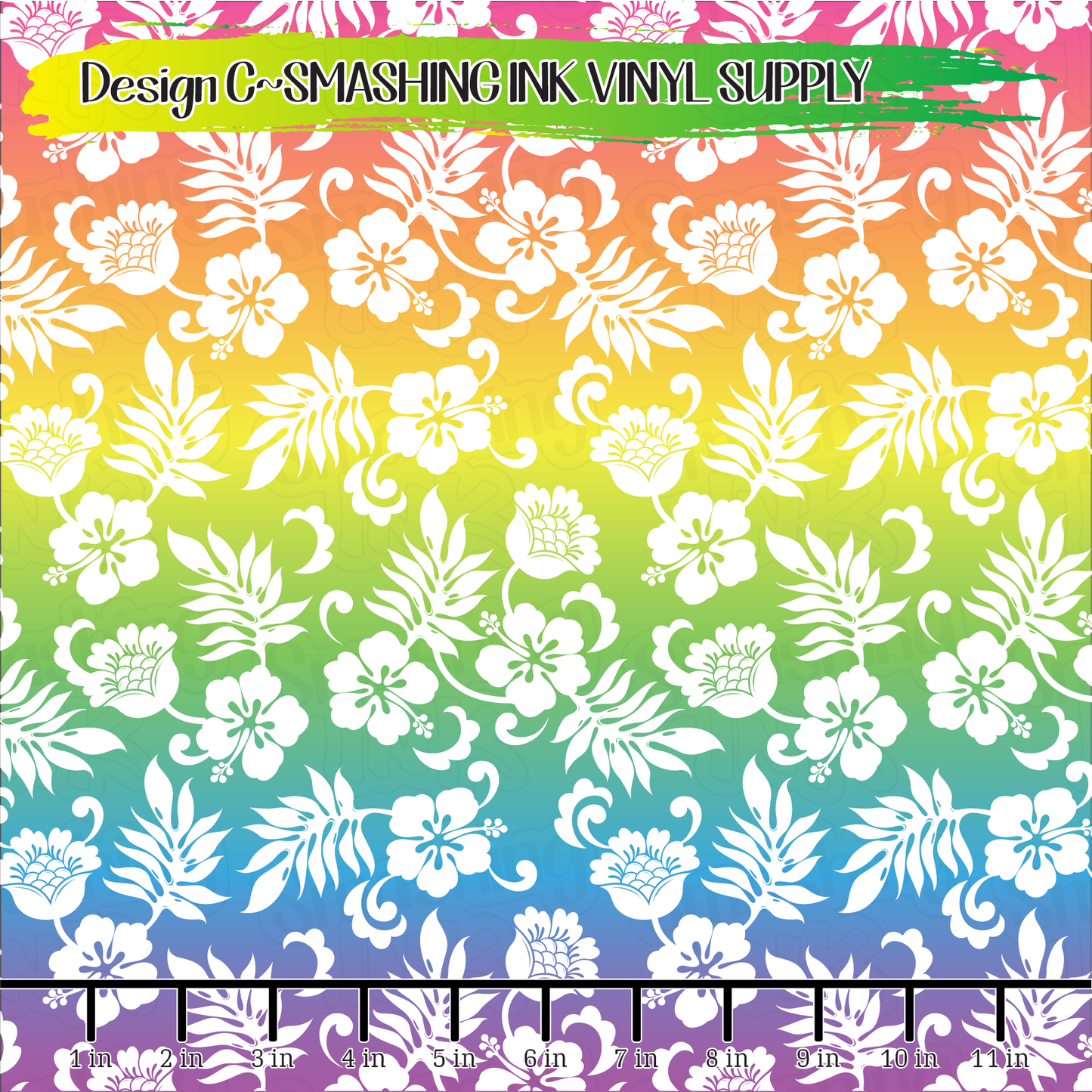 Rainbow Hibiscus ★ Laser Safe Adhesive Film (TAT 3 BUS DAYS)