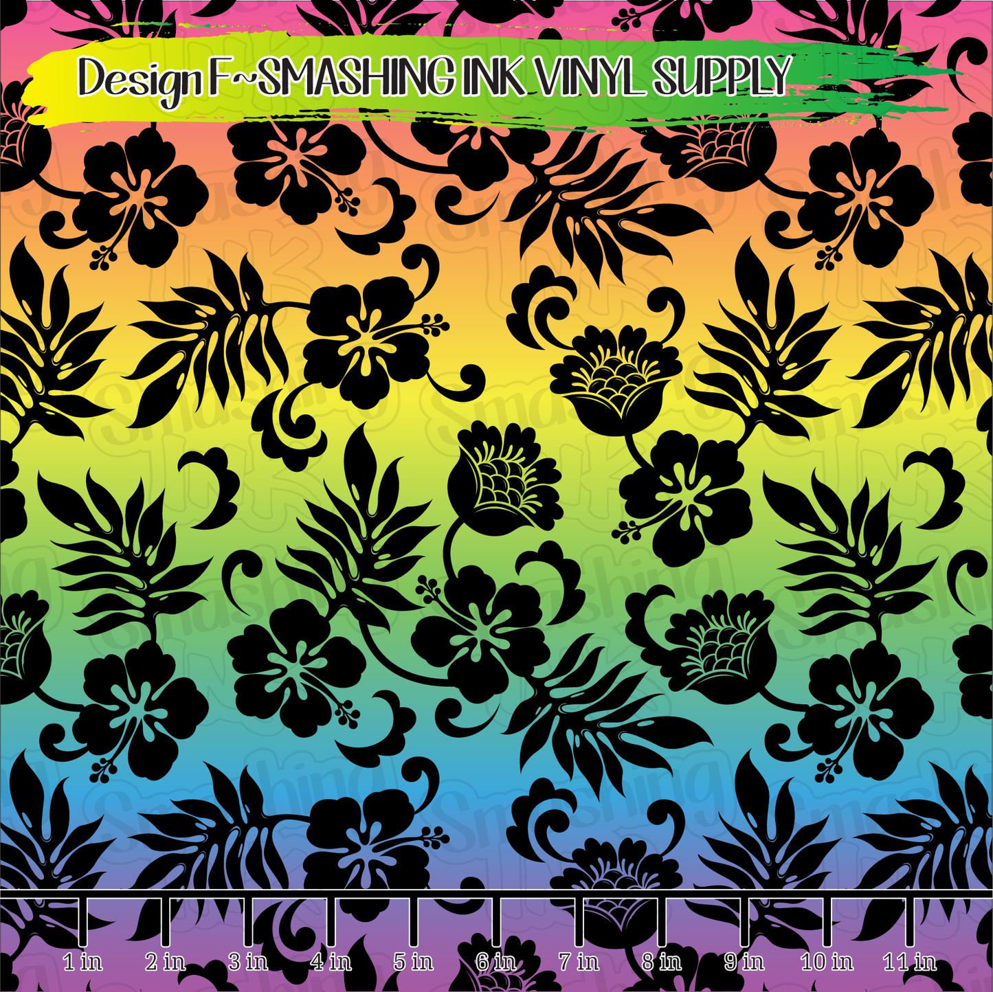 Rainbow Hibiscus ★ Laser Safe Adhesive Film (TAT 3 BUS DAYS)