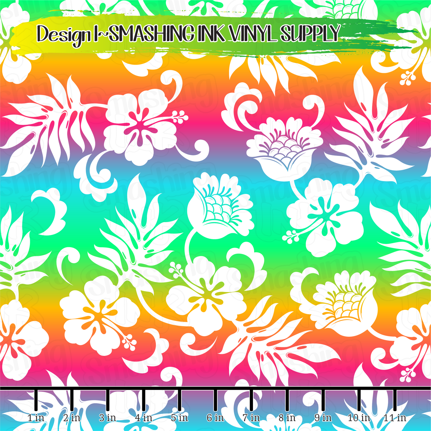 Rainbow Hibiscus ★ Laser Safe Adhesive Film (TAT 3 BUS DAYS)