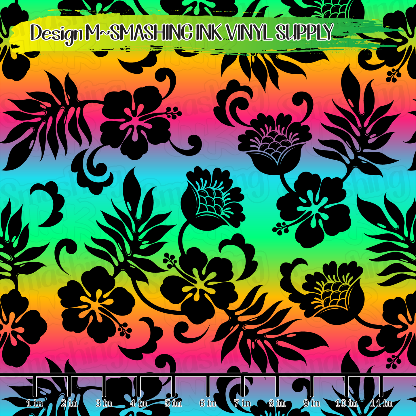 Rainbow Hibiscus ★ Pattern Vinyl | Faux Leather | Sublimation (TAT 3 BUS DAYS)