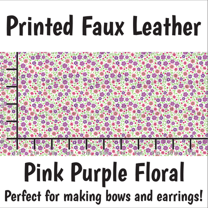 Pink Purple Floral - Faux Leather Sheet (SHIPS IN 3 BUS DAYS)