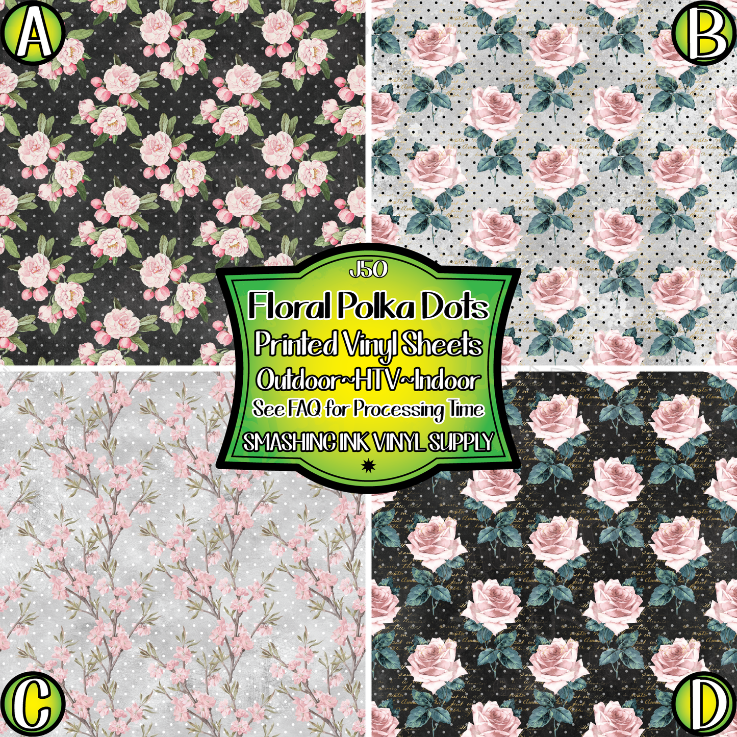 Floral Polka Dots ★ Laser Safe Adhesive Film (TAT 3 BUS DAYS)