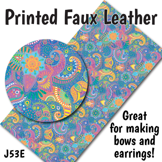 Pastel Paisley - Faux Leather Sheet (SHIPS IN 3 BUS DAYS)