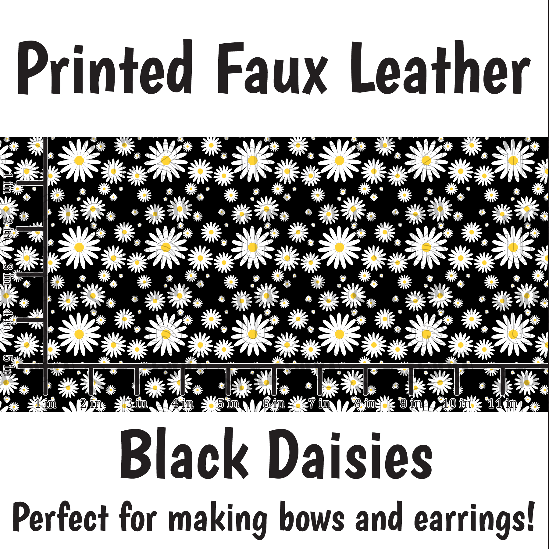 Black Floral - Faux Leather Sheet (SHIPS IN 3 BUS DAYS) – Smashing