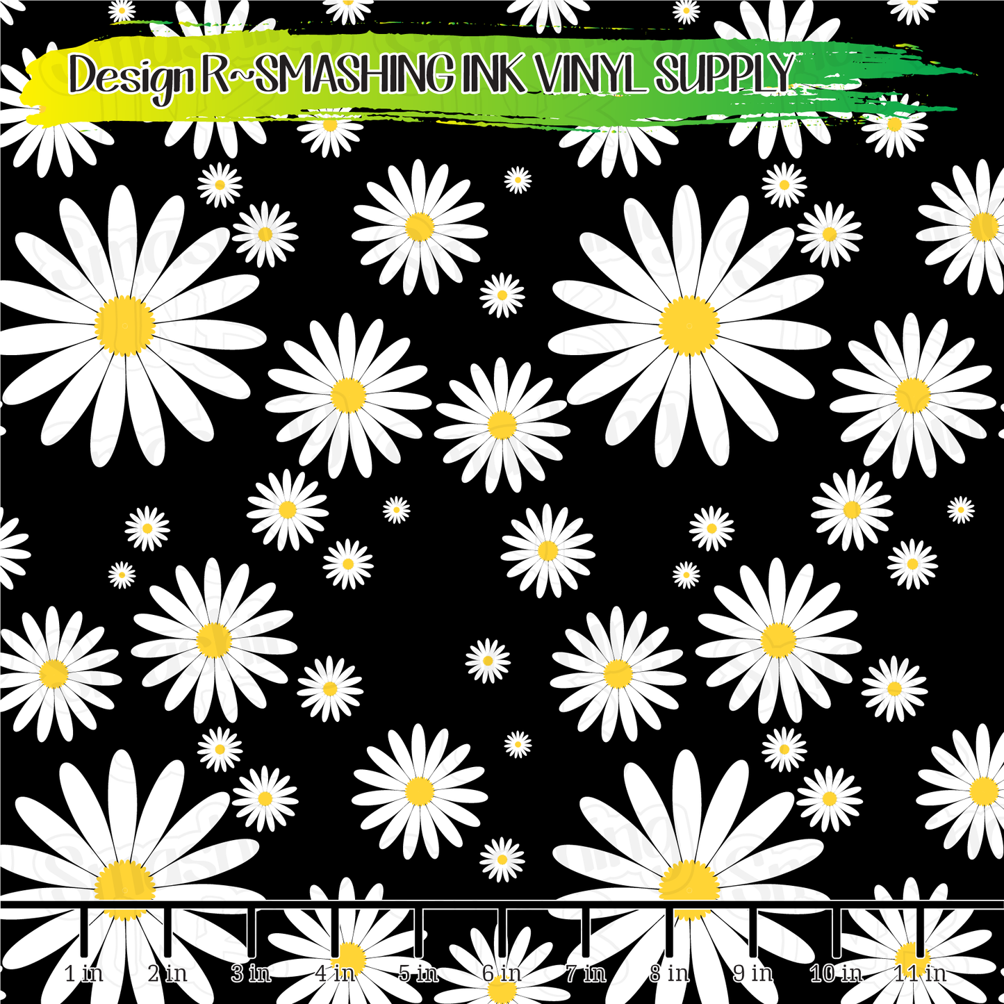 Black Daisies ★ Pattern Vinyl | Faux Leather | Sublimation (TAT 3 BUS DAYS)