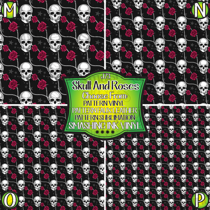 Skull and Roses ★ Pattern Vinyl | Faux Leather | Sublimation (TAT 3 BUS DAYS)