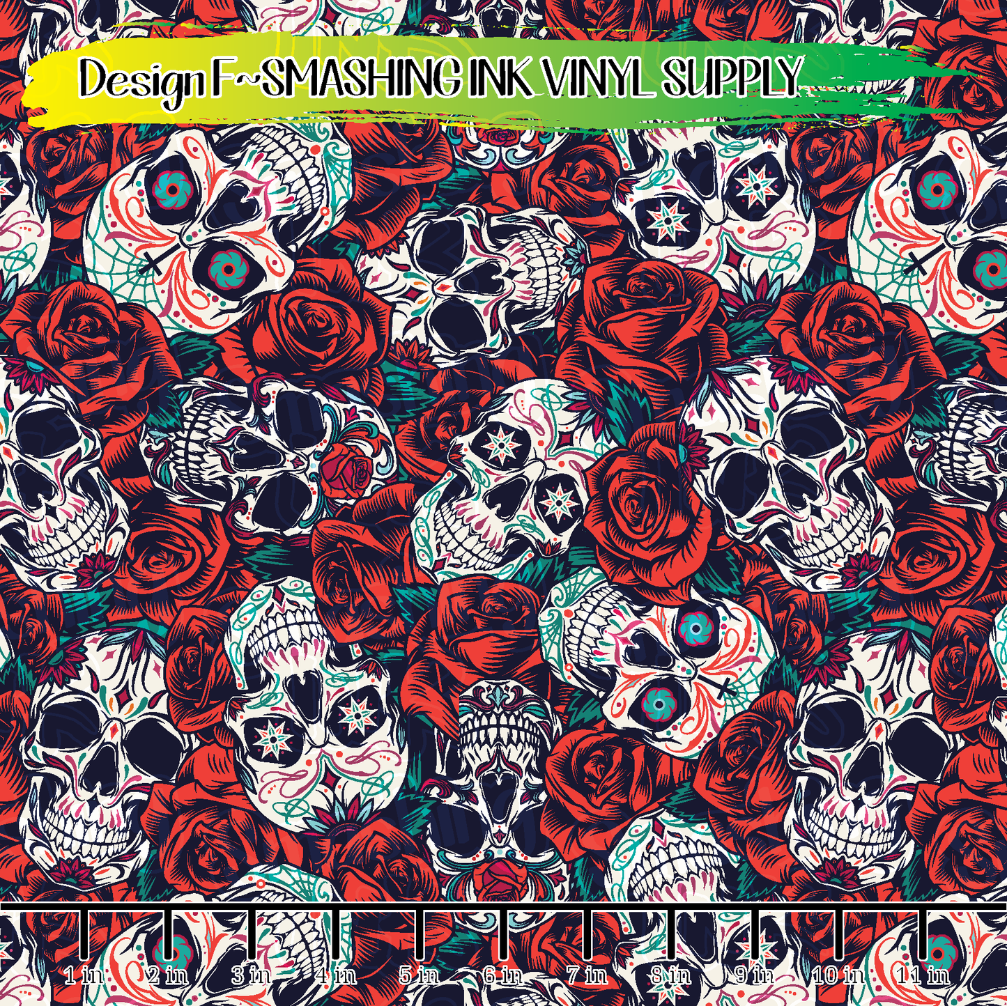 Roses and Skulls ★ Pattern Vinyl | Faux Leather | Sublimation (TAT 3 BUS DAYS)