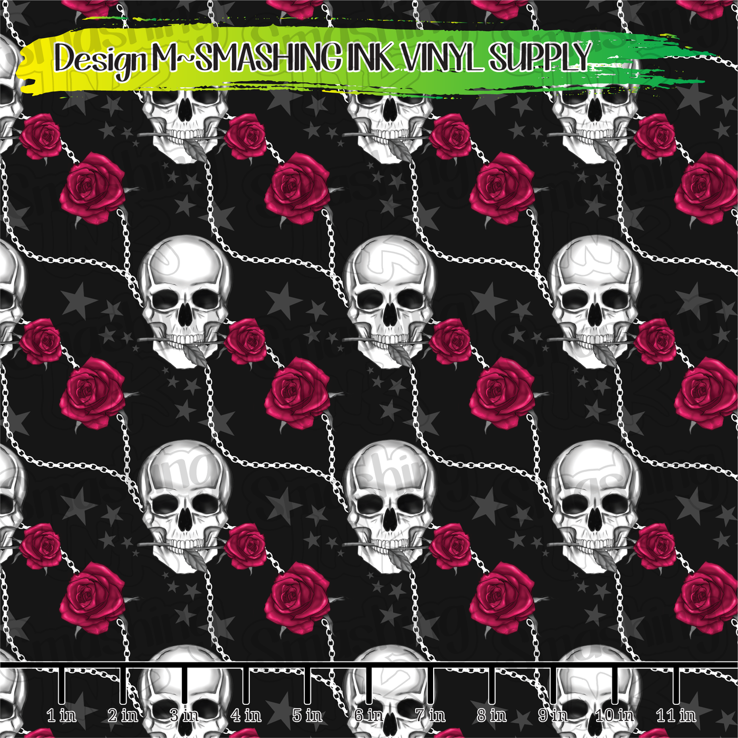 Skull and Roses ★ Pattern Vinyl | Faux Leather | Sublimation (TAT 3 BUS DAYS)