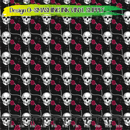 Skull and Roses ★ Pattern Vinyl | Faux Leather | Sublimation (TAT 3 BUS DAYS)