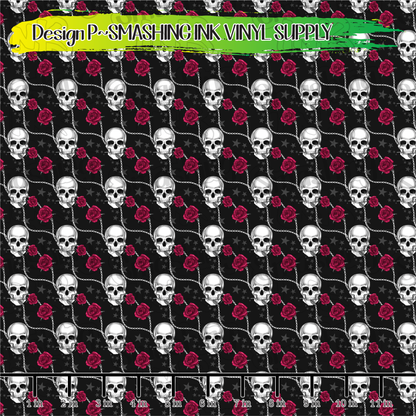 Skull and Roses ★ Pattern Vinyl | Faux Leather | Sublimation (TAT 3 BUS DAYS)