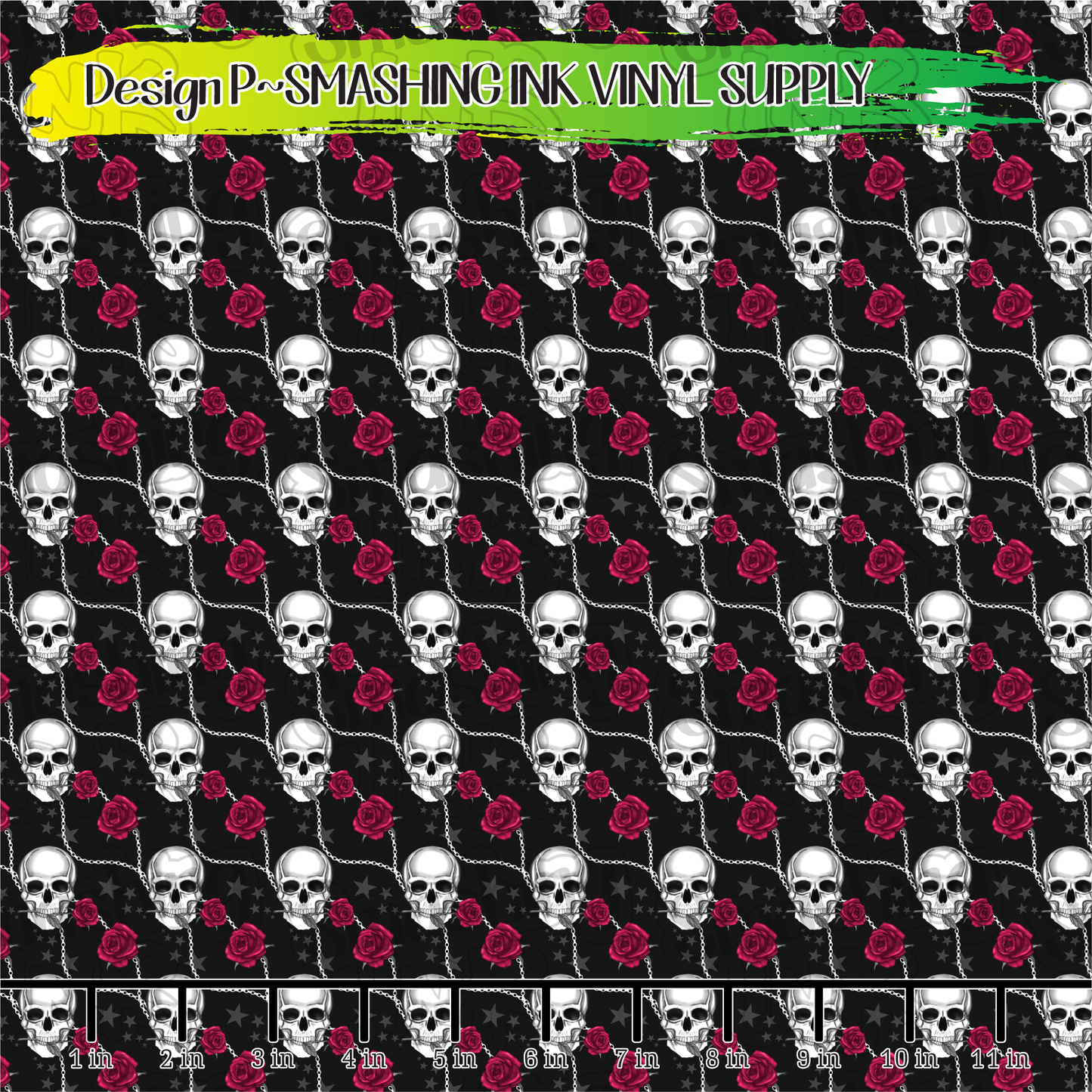 Skull and Roses ★ Laser Safe Adhesive Film (TAT 3 BUS DAYS)