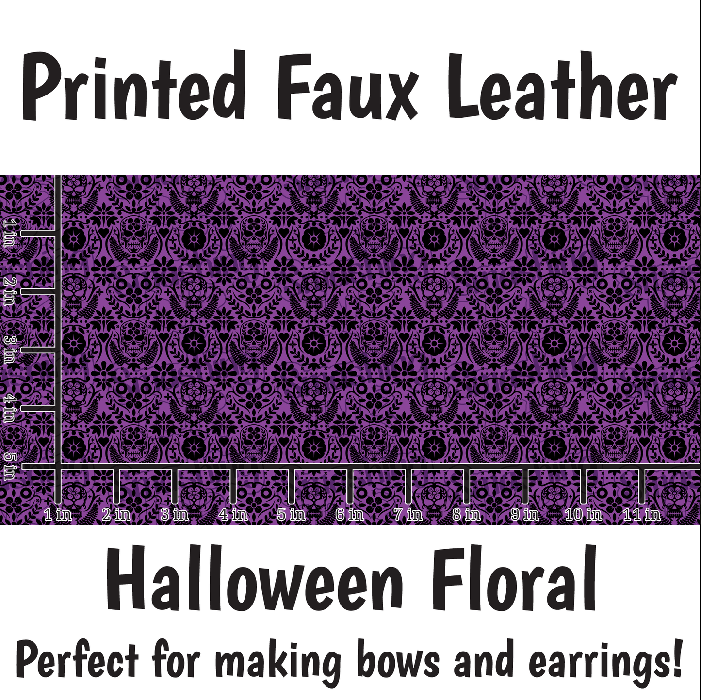 Halloween Floral - Faux Leather Sheet (SHIPS IN 3 BUS DAYS)