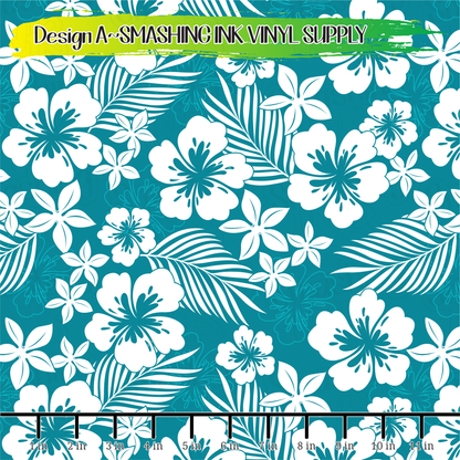 Teal Hibiscus ★ Laser Safe Adhesive Film (TAT 3 BUS DAYS)