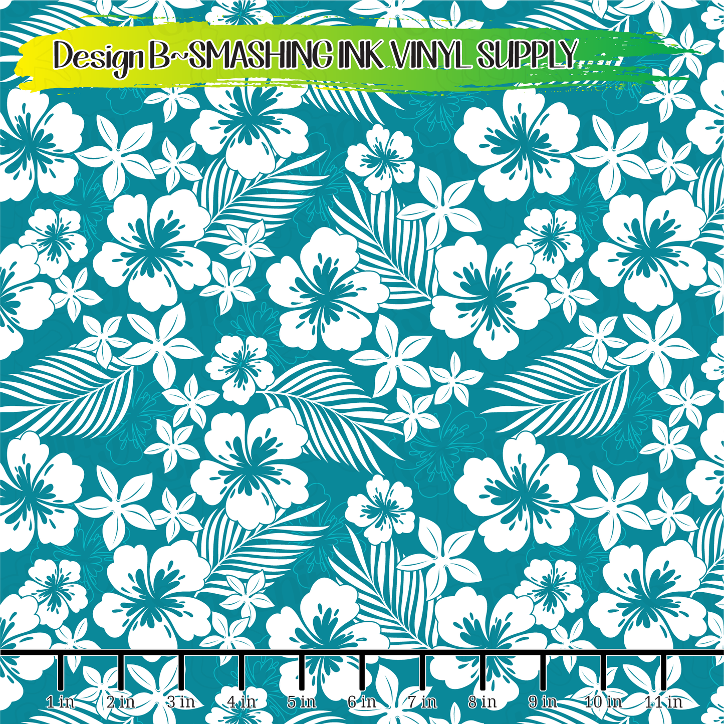 Teal Hibiscus ★ Laser Safe Adhesive Film (TAT 3 BUS DAYS)