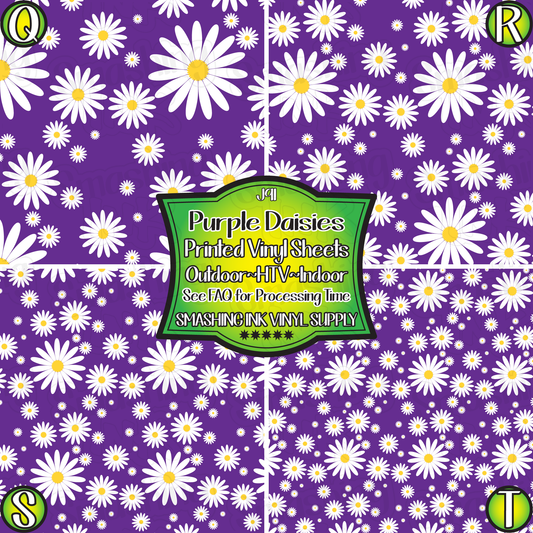 Purple Daisies ★ Pattern Vinyl | Faux Leather | Sublimation (TAT 3 BUS DAYS)