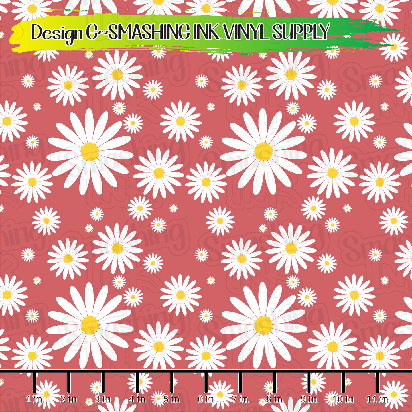Red Daisies ★ Pattern Vinyl | Faux Leather | Sublimation (TAT 3 BUS DAYS)
