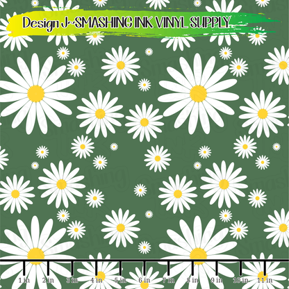 Green Daisies ★ Pattern Vinyl | Faux Leather | Sublimation (TAT 3 BUS DAYS)