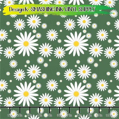 Green Daisies ★ Pattern Vinyl | Faux Leather | Sublimation (TAT 3 BUS DAYS)