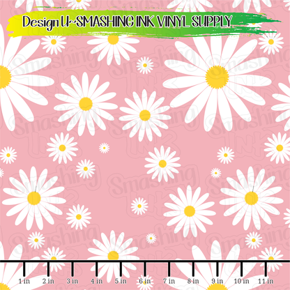 Pink Daisies ★ Pattern Vinyl | Faux Leather | Sublimation (TAT 3 BUS DAYS)