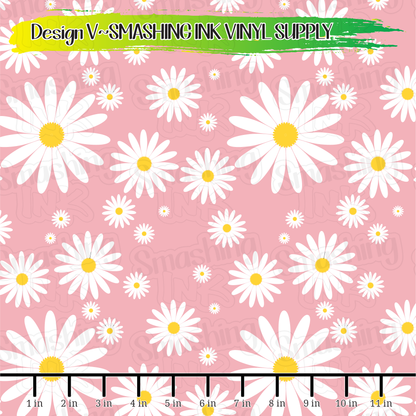 Pink Daisies ★ Pattern Vinyl | Faux Leather | Sublimation (TAT 3 BUS DAYS)