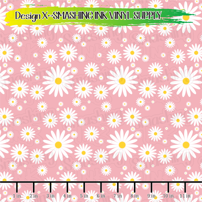 Pink Daisies ★ Pattern Vinyl | Faux Leather | Sublimation (TAT 3 BUS DAYS)