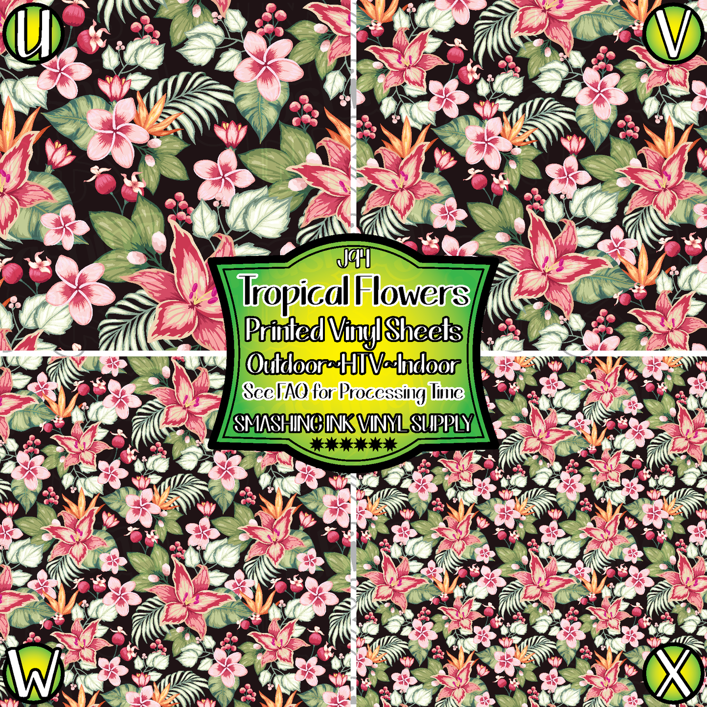 Tropical Flowers ★ Pattern Vinyl | Faux Leather | Sublimation (TAT 3 BUS DAYS)