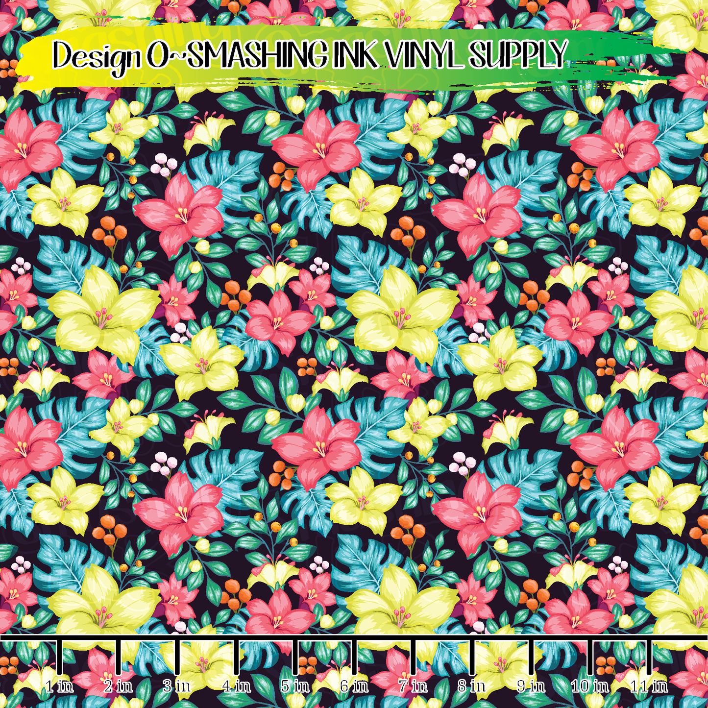 Tropical Flowers ★ Pattern Vinyl | Faux Leather | Sublimation (TAT 3 BUS DAYS)