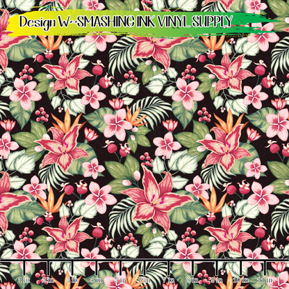 Tropical Flowers ★ Pattern Vinyl | Faux Leather | Sublimation (TAT 3 BUS DAYS)