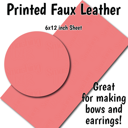 Solid Coral - Faux Leather Sheet (SHIPS IN 3 BUS DAYS)