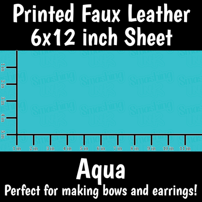 Solid Aqua - Faux Leather Sheet (SHIPS IN 3 BUS DAYS)