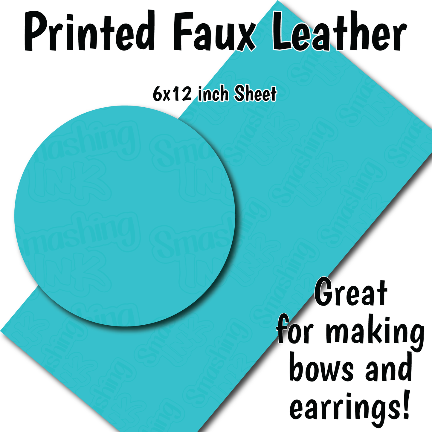 Solid Aqua - Faux Leather Sheet (SHIPS IN 3 BUS DAYS)