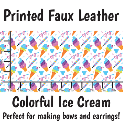 Colorful Ice Cream - Faux Leather Sheet (SHIPS IN 3 BUS DAYS)