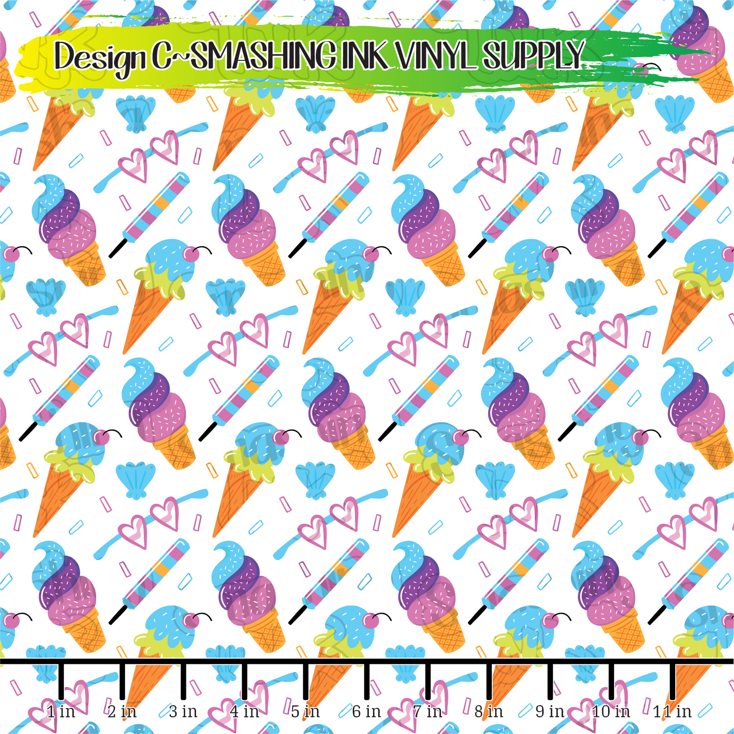 Colorful Ice Cream ★ Pattern Vinyl | Faux Leather | Sublimation (TAT 3 BUS DAYS)