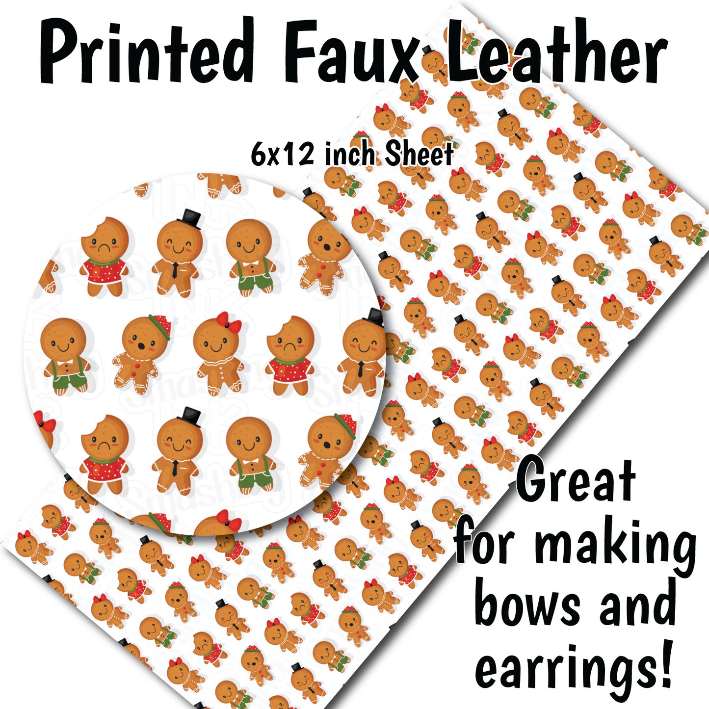Gingerbread Cookies N - Faux Leather Sheet (SHIPS IN 3 BUS DAYS)