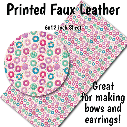Donut Pattern - Faux Leather Sheet (SHIPS IN 3 BUS DAYS)