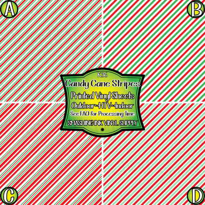 Candy Cane Stripes ★ Pattern Vinyl | Faux Leather | Sublimation (TAT 3 BUS DAYS)