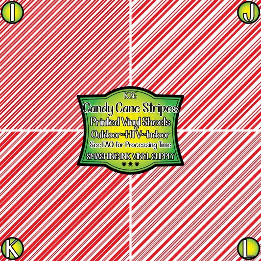 Red White Candy Cane ★ Pattern Vinyl | Faux Leather | Sublimation (TAT 3 BUS DAYS)