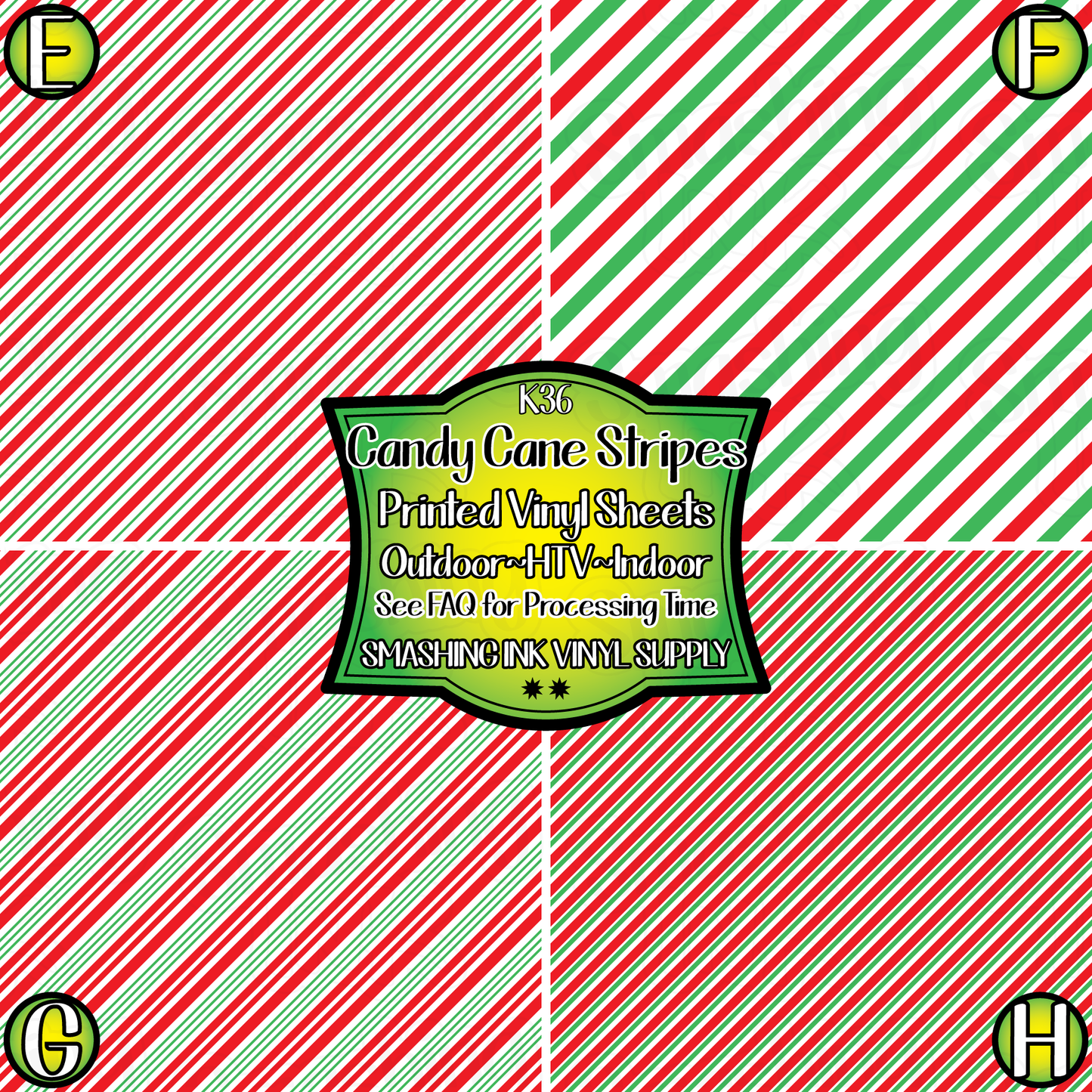 Candy Cane Stripes ★ Laser Safe Adhesive Film (TAT 3 BUS DAYS)